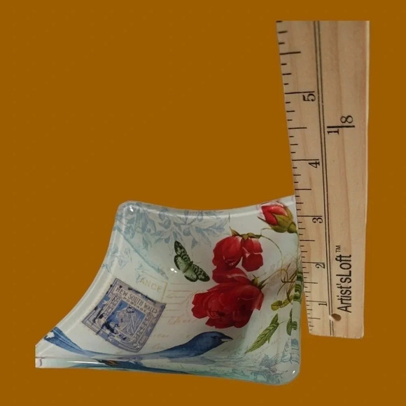 Set of 2 Paris floral bird & stamp s small glass bowl - Picture 7 of 7